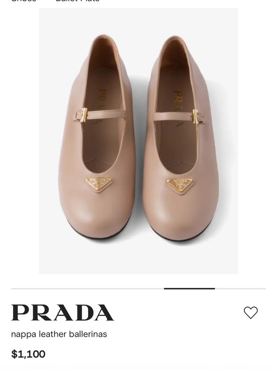Prada Shoes - Prada Nude Pink Nappa Leather Mary Jane Ballerinas with Gold Logo